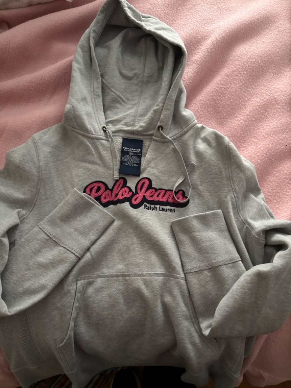 Polo Jeans Ralph Lauren Gray Hoodie with Pink Logo